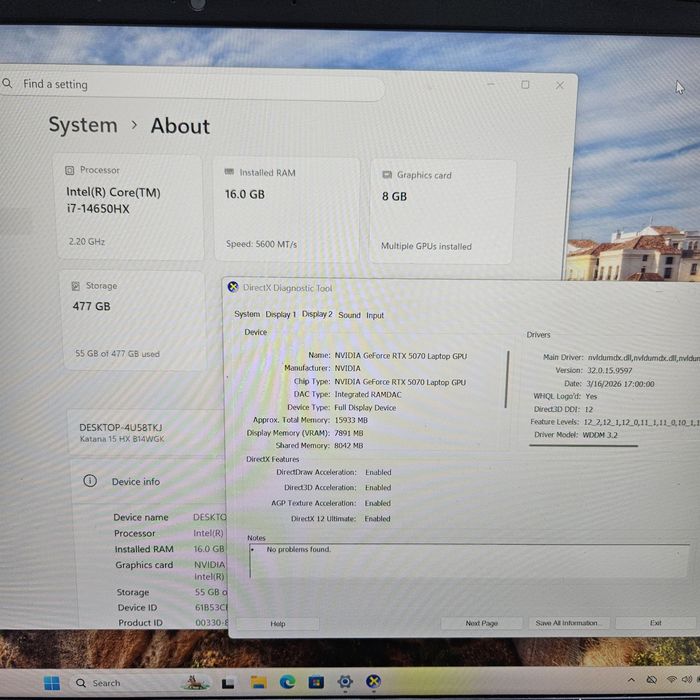 Laptop MSI Katana 15 I7-14650HX RTX5070 Factura/Garantie Zeus Amanet Vitan 5674
