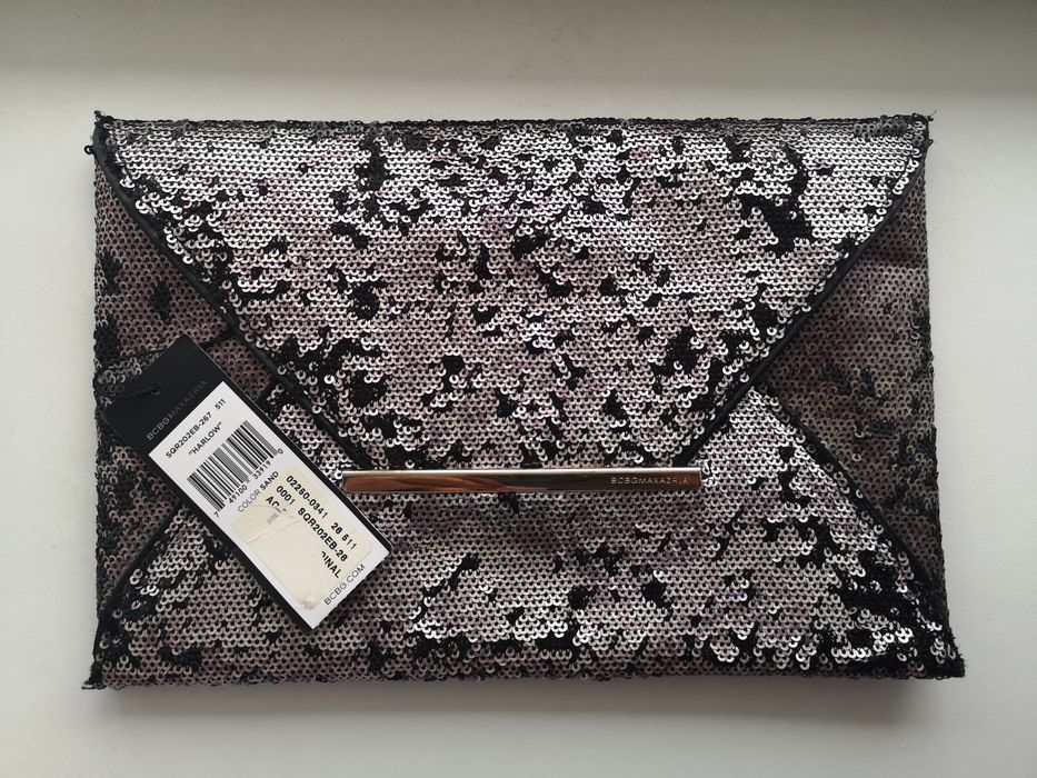BCBGMaxAzria Harlow plic poșetă argintiu/negru, nou cu eticheta