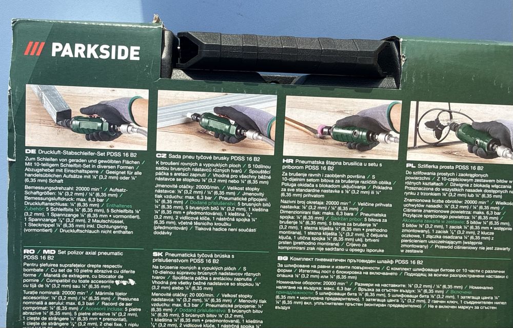 Set polizor axial pneumatic Parkside