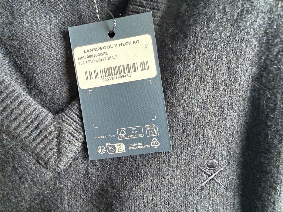 100% вълна Hackett London Lambswool V-Neck Pullover ОРИГИНАЛ мъжки пуловер - М