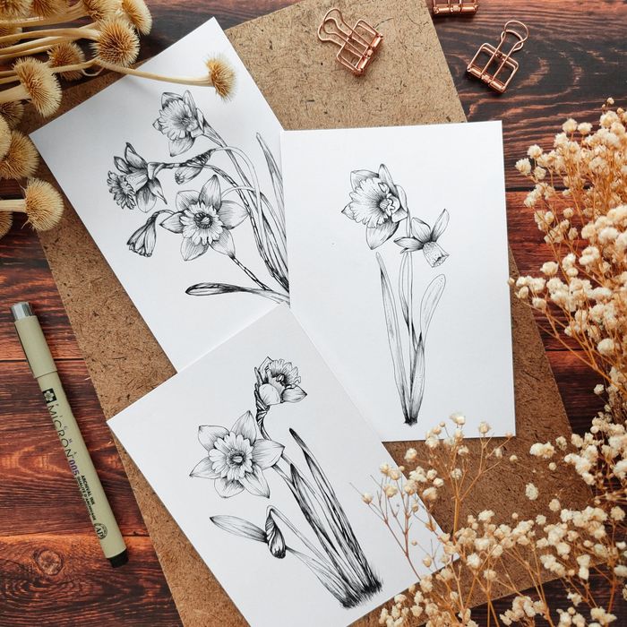 Малки графики на различни видове цветя, рисунки