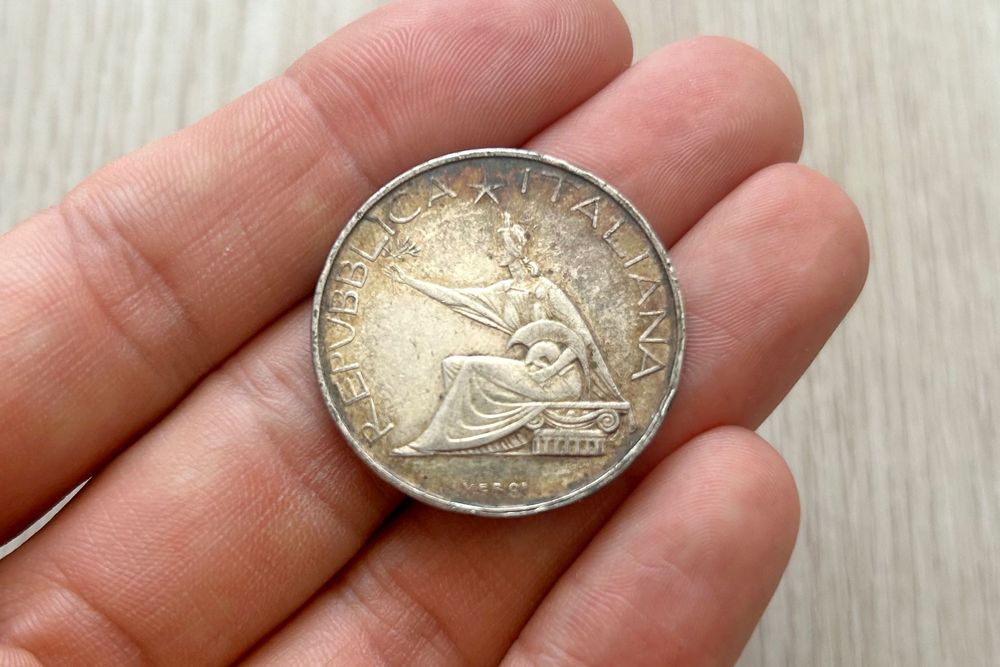 Moneda din argint 835 - 500 Lire 1961 Italia