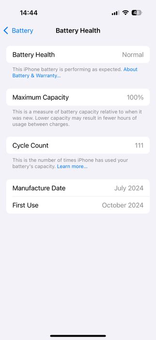 Iphone 16 pro natural titanium 100% battery