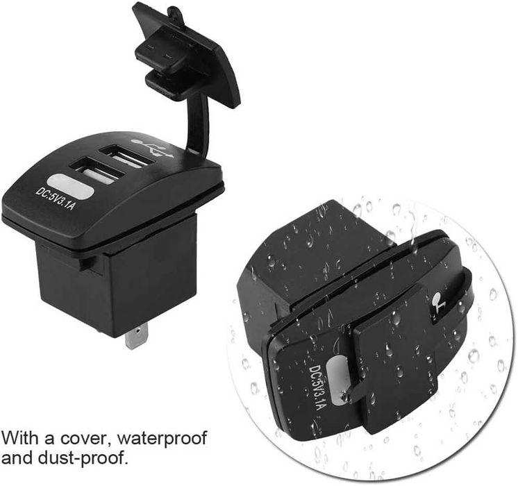 Зарядно с 2 USB портове за вграждане за автомобил- 12/24V- DC 5V/3.1A.