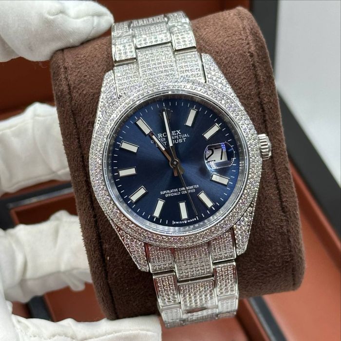 rolex datejust pave blue dial 41,mm