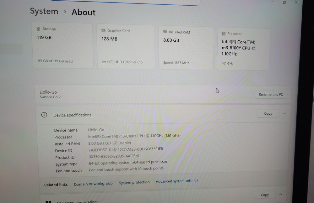 Таблет-лаптоп Microsoft Surface Go 2 128GB SSD, 8GB RAM