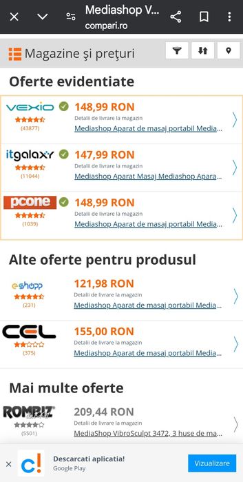 Aparat vibromasaj MEDIASHOP Vibrosculpt M20441, alb