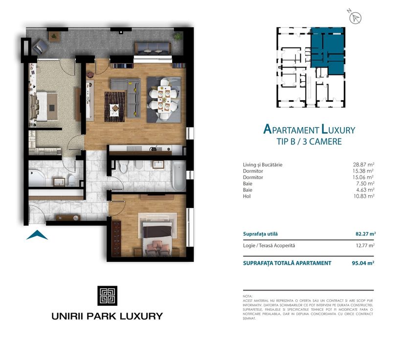 Rezervat Ultimul apartament  +2 parcări sub bloc incluse în preț + o b