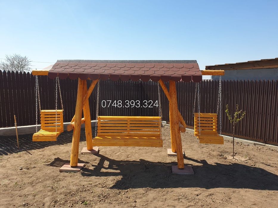 Balansoar  leagan  lemn  masiv  bușteni