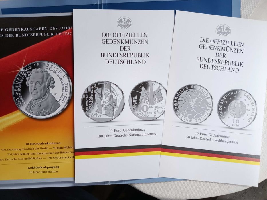 2 юбилейни 10-еврови монети от Германия в монетник + сертификат