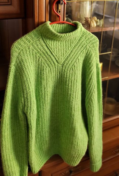 Pulover dama foarte gros, verde