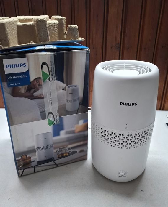 Овлажнител за въздух Philips, Серия 2000 HU2510/10, Технология NanoCloud, Воден резервоар 2 литра, Съвместим филтър FY1190/30, Бял