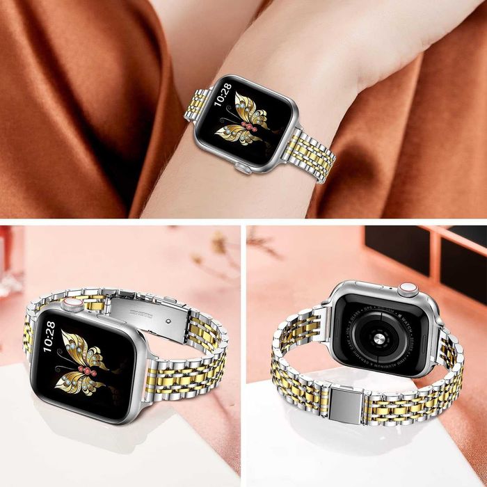 Curea metalica Apple Watch 38 40 41 42 mm silver gold