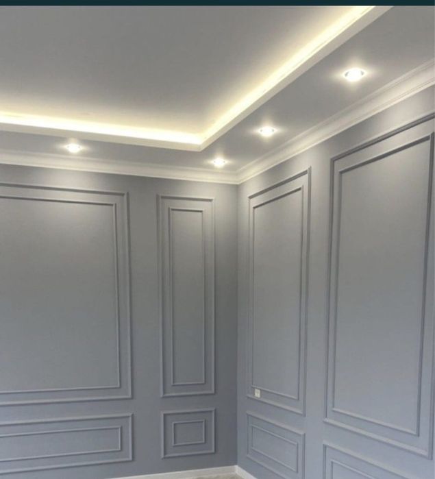 Шпаклёвка стен поклейка обоев.