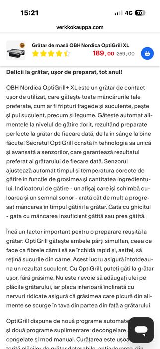 Gratar de masa OBH NORDICA Optigrill XL