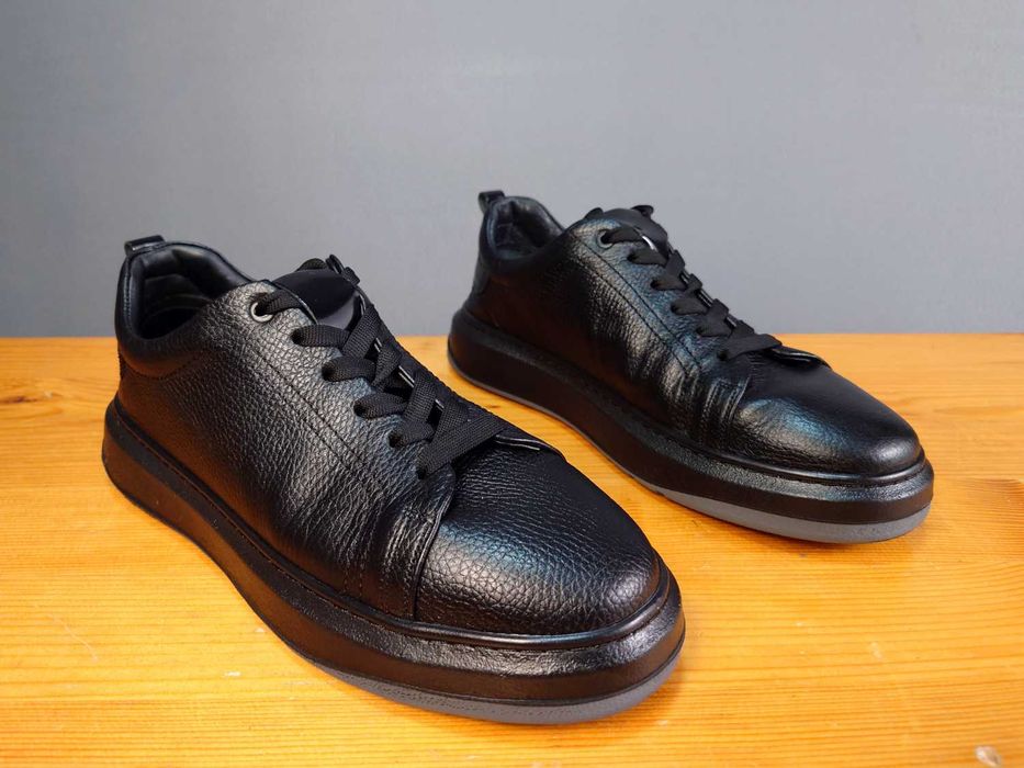 Мъжки Черни Кожени Кецове от Естествена Кожа