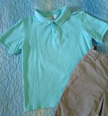 Комплект тениска с яка и панталонки