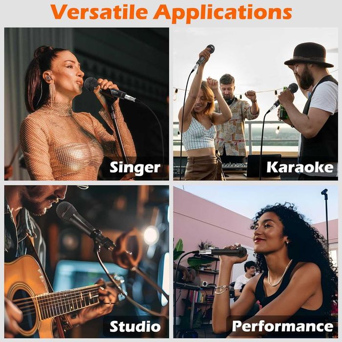 Професионален жичен динамичен микрофон Talomen, кардиоиден – L52 черен