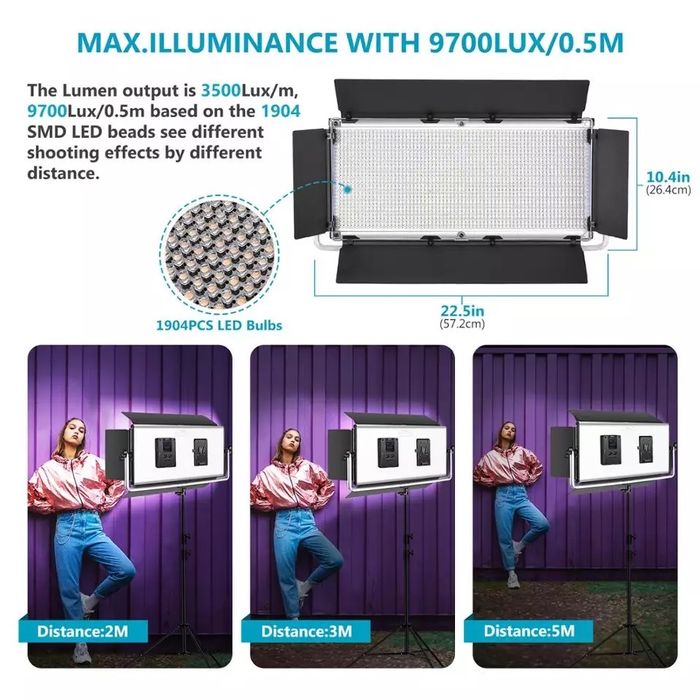 1904 диода. Проф. фото и видео осветление. Диодно. 9600 лукс. Софтбокс