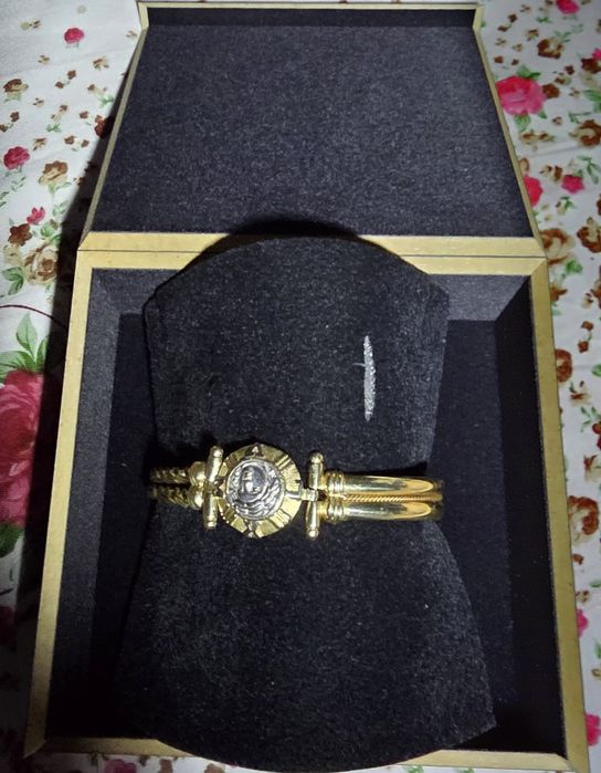 Bratara aur 14k bicolor aur galben si moneda aur alb