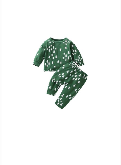 Set bebelusi, Craciun, verde, 2 piese, 3-6 luni