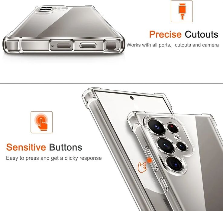 Прозрачен Силиконов Удароустойчив Кейс за Samsung Galaxy S25 S24 S23