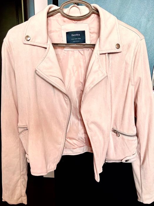 Дамско розово biker яке Bershka велур