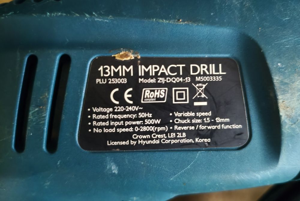 Bormașină electrică cu cablu, Hyundai, 500W