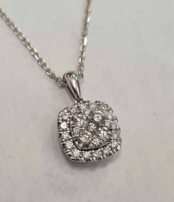 Lant si pandantiv din aur alb 18k, cu diamante naturale, PAU302