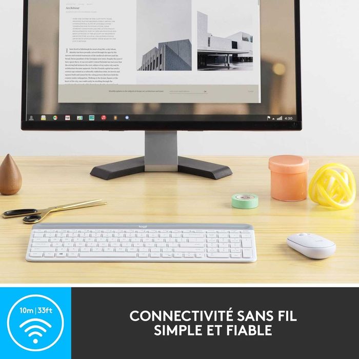 Нов Безжичен Комплект Клавиатура с Тихи Бутони и Мишка Logitech MK470