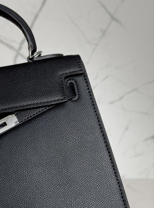 Чанта Hermes Kelly 25 см черна от естествена английска кожа, Hermes Kelly, Hermes Kelly естествена кожа, пълен комплект