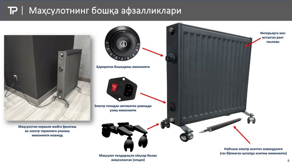 Электрический панельный  радиатор Akfa hybrid