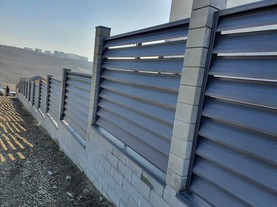 Garduri din sipca metalica, panou stil jaluzele, tabla,plasa bordurata