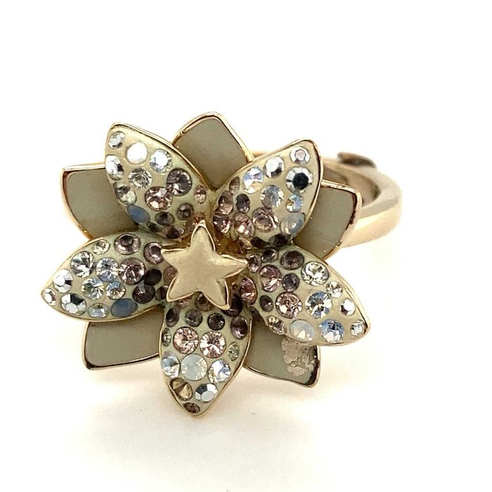 Swarovski Rare Flower Ring - Swan Logo - Gold Plated
