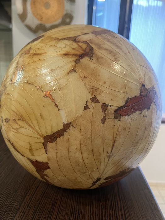 Veioza unicat Alexandru Poteca, frunze naturale si foita, 23 cm