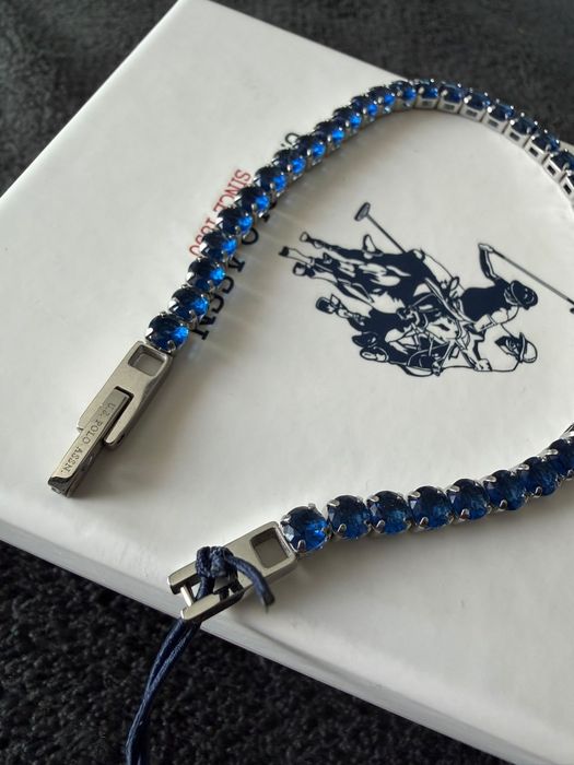 U.S. Polo Assn brățară unisex otel inoxidabil cu pietre albastre 20 cm lungime noua originala