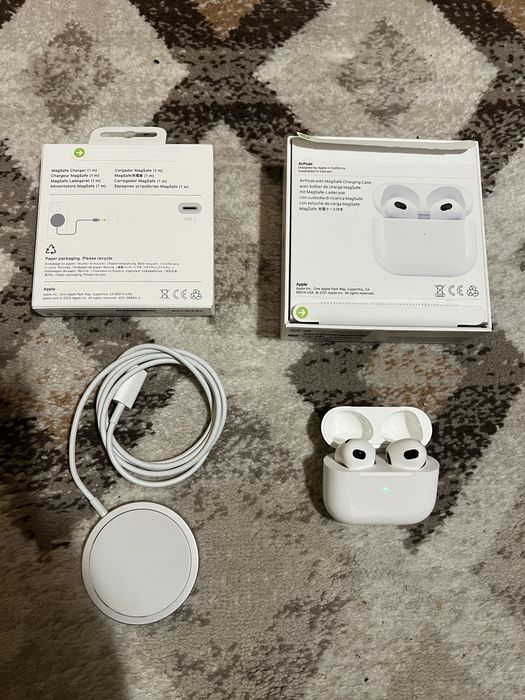 AirPods 3-wireless charging case+incarcator wireless-stare impecabila