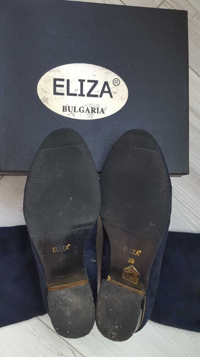 Тъмно сини велурени дамски високи ботуши ELIZA р-р 39