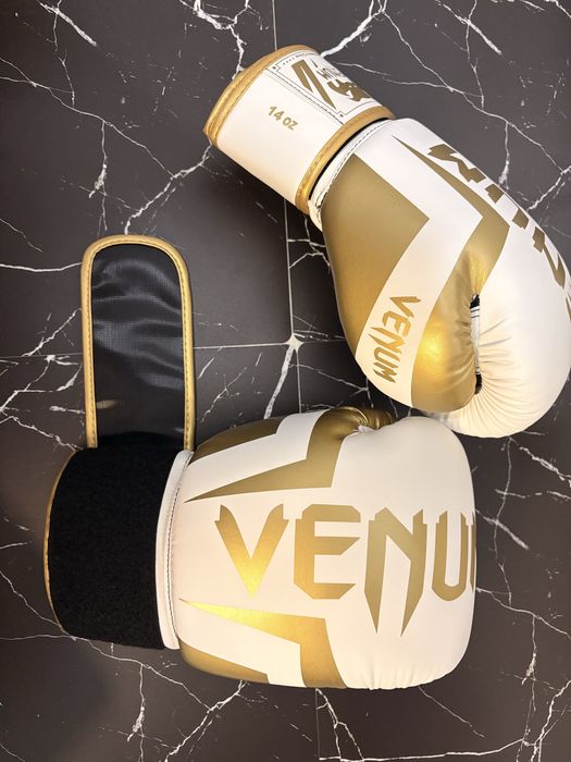 Mănuși Box Venum 14 OZ White Gold – NOI, Kickbox/MMA/Box