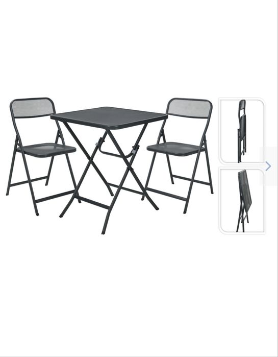 Set balcon/terasa scaune + masa metalice, pliabile