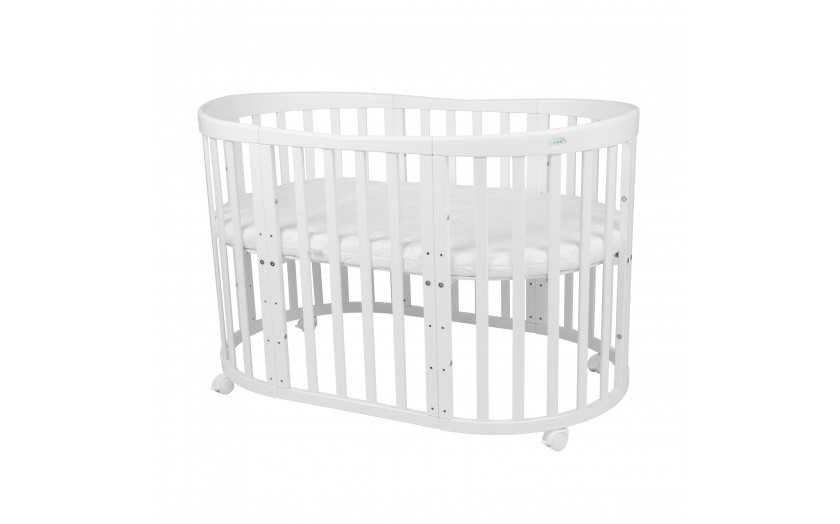 хит модел 2024 Кошара за Бебе Смарт 7в1 Овал, Детско Легло 0-10 г Бяла
