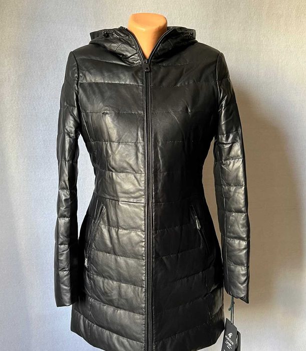 Новый кожаная куртка S/M 44 р пуховик натуральная кожа кожанный