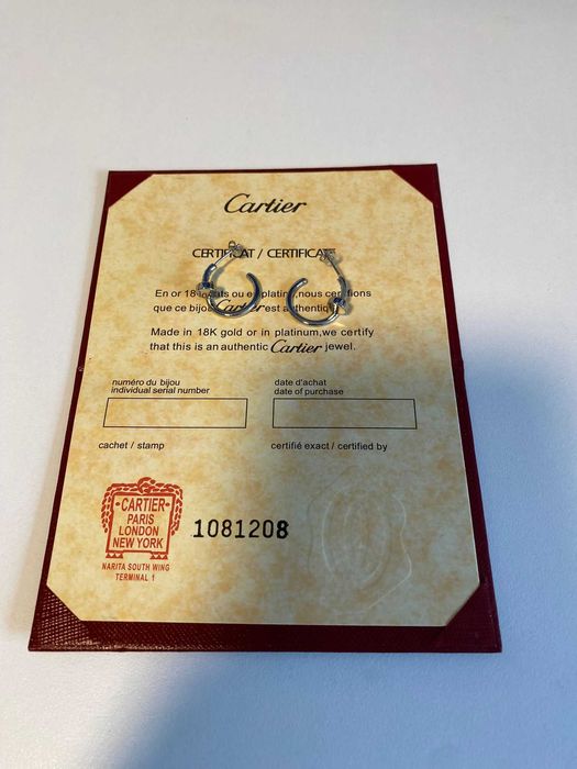 Cercei Cartier Model Cui White Gold 750