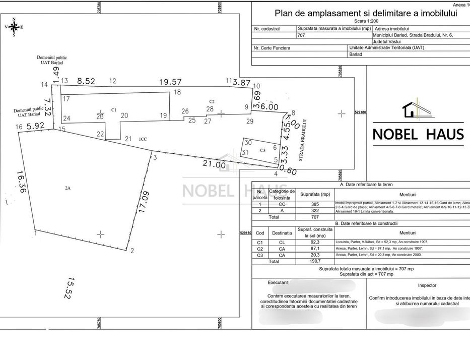 Teren intravilan Barlad, 707 mp, zona ultracentrala, str Bradului