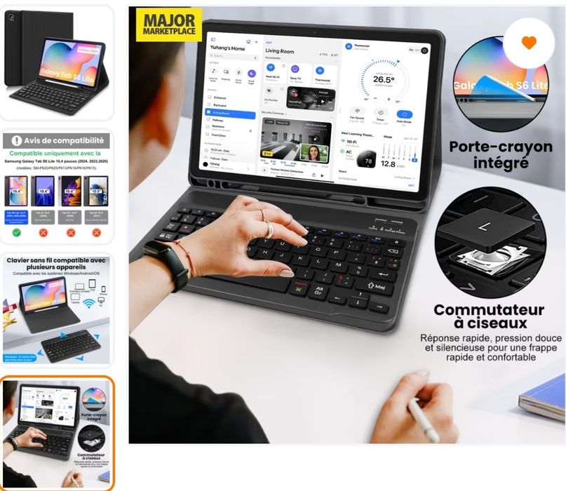 Husă cu tastatură Bluetooth pentru Samsung Galaxy Tab S6 Lite (10.4") - Nouă