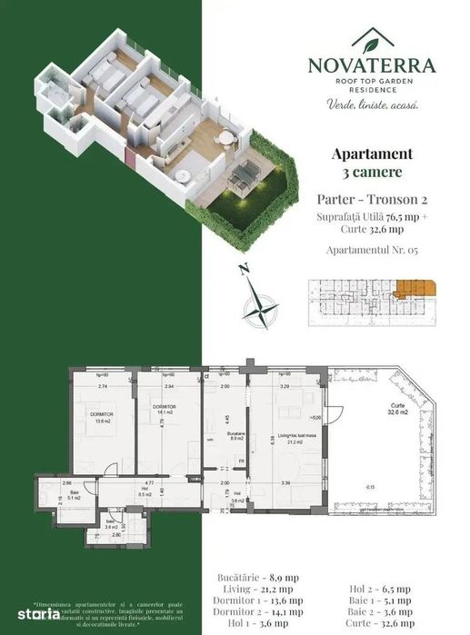 Apartament 3 camere decomandat terasa mare zona Pallady 0% comision! — fotografia 3