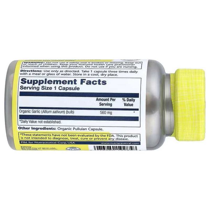 Solaray органический чеснок Garlic 560 mg, 100 vcaps