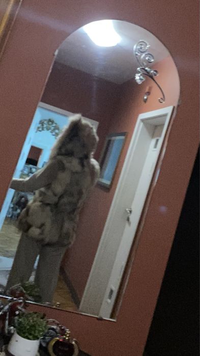 Елек-естествена кожа сребърна лисица