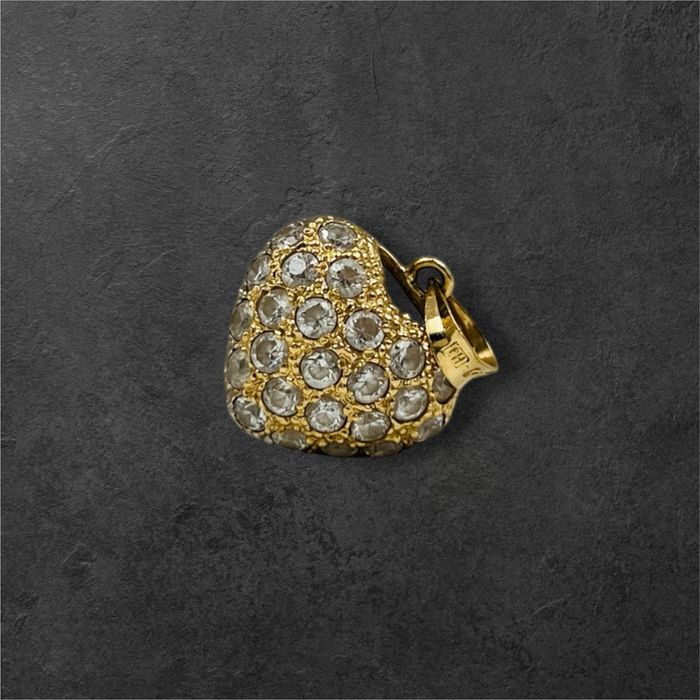 Златна висулка "Сърце" със две лица бяло и жълто 18к