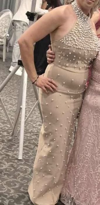 Официална дамска рокля с перли